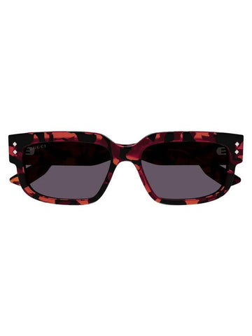 Square Frame Sunglasses Red Havana - GUCCI - BALAAN 1