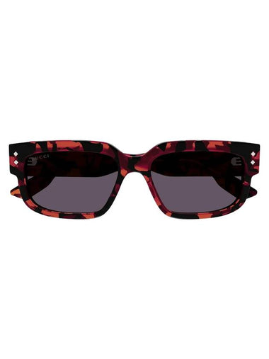 Square Frame Sunglasses Red Havana - GUCCI - BALAAN 1