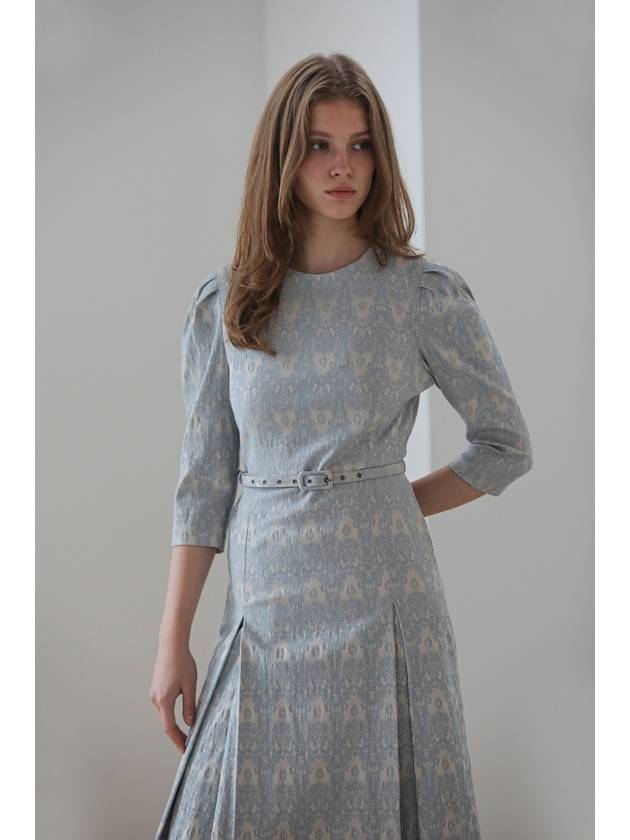 Caisienne wedding guest look embroidery H line midi dress dark sky blue - CAHIERS - BALAAN 3