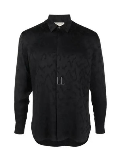 Art Print Satin Long Sleeve Shirt Black - SAINT LAURENT - BALAAN 2