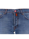 Men's Red Logo Patch Straight Jeans Blue - KITON - BALAAN 5