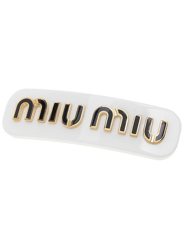 Plexiglas Metal Logo Hair Clip White - MIU MIU - BALAAN 1