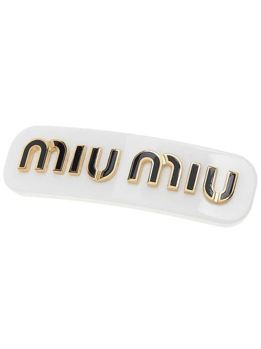 Plexiglass Metal Logo Hair Clip White - MIU MIU - BALAAN 1