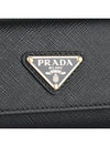 Saffiano Triangle Logo Key Holder Black - PRADA - BALAAN 6