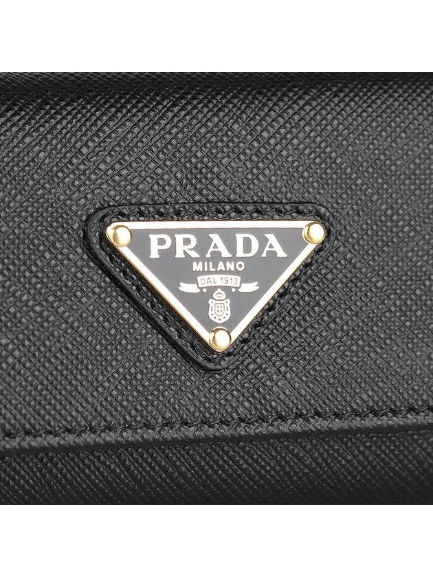 Saffiano Triangle Logo Key Holder Black - PRADA - BALAAN 6