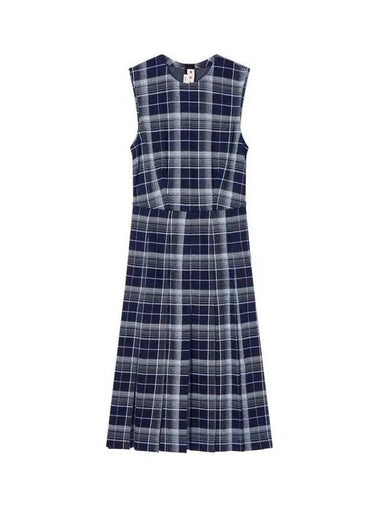 Check pattern jersey pleated dress navy - MARNI - BALAAN 1