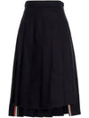 Super 120S Twill Below Knee Pleated Skirt Navy - THOM BROWNE - BALAAN 2