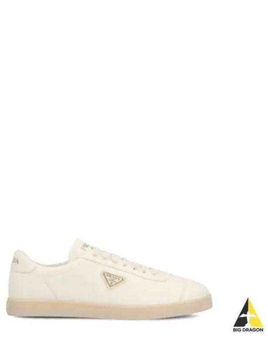 Triangle Logo Lane Leather Low-Top Sneakers Ivory - PRADA - BALAAN 2