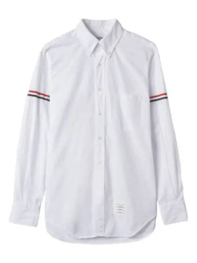 Men's Poplin Grosgrain Armband Classic Long Sleeve Shirt White - THOM BROWNE - BALAAN 2