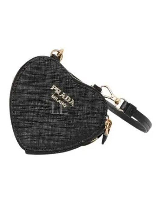 Heart Saffiano Mini Pouch Bag Black - PRADA - BALAAN 2