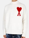 Heart Logo Knit Turtleneck White - AMI - BALAAN 2