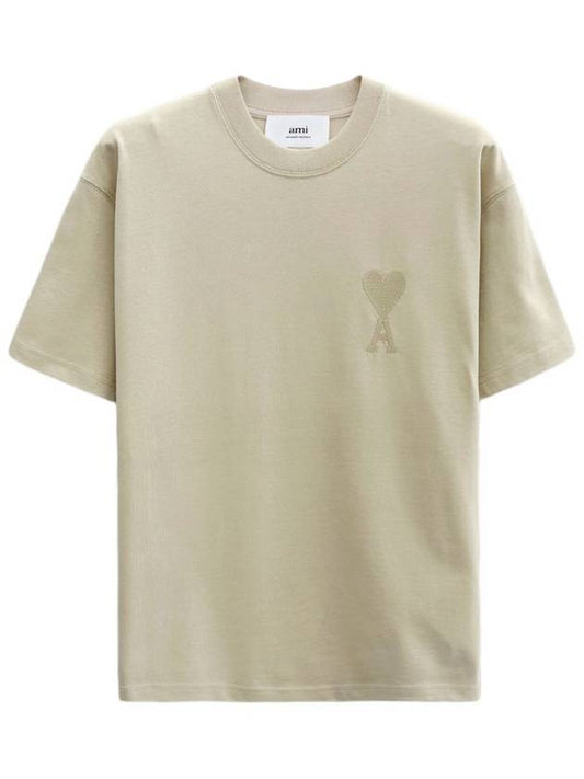 Big Heart Logo Oversized Short Sleeve T-Shirt Beige - AMI - BALAAN 2