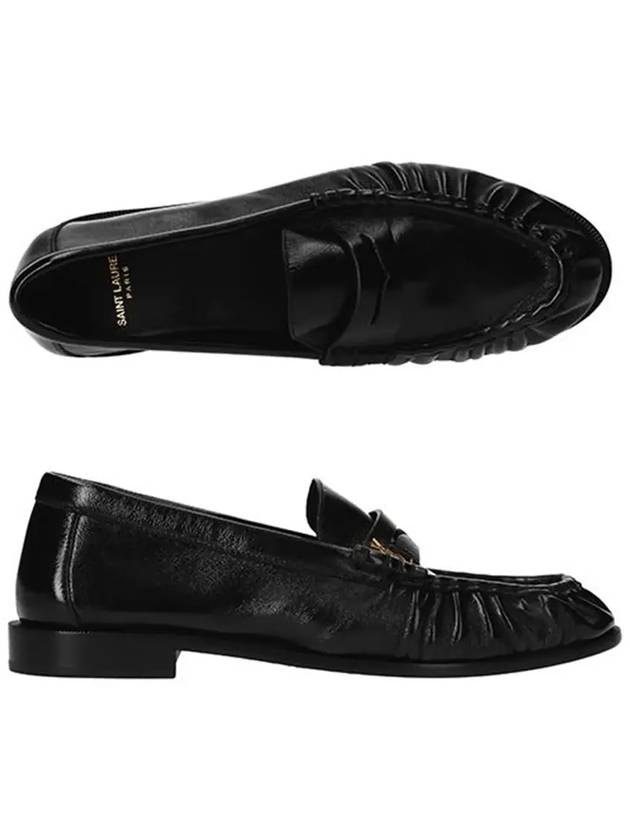 Le Signature Cassandre Logo Plaque Lamb Skin Loafer Black - SAINT LAURENT - BALAAN 6