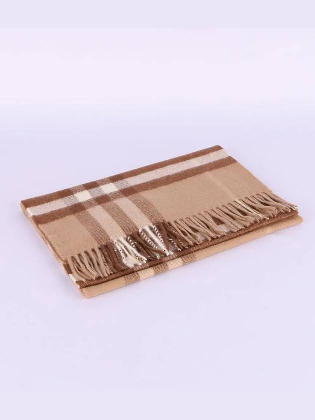 Classic Check Cashmere Scarf Mid Camel - BURBERRY - BALAAN.