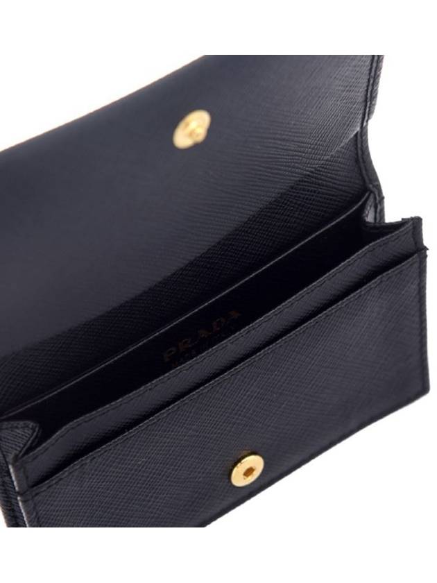 Saffiano Leather Triangle Logo Card Wallet Black - PRADA - BALAAN 5