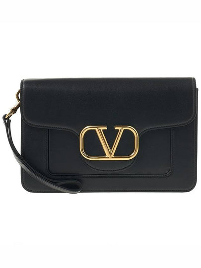 Garavani V Logo Signature Clutch Bag Black - VALENTINO - BALAAN 2