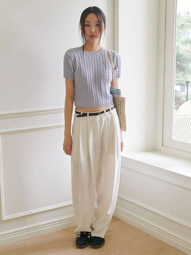 TWO TUCK WIDE PANTS WHITE wide pants balloon pants - GOCORI - BALAAN 1