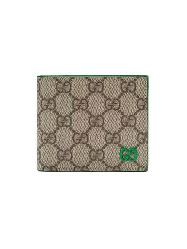 Logo GG Supreme Canvas Half Wallet Beige Ebony Supreme - GUCCI - BALAAN 1