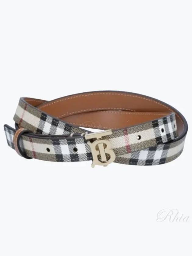 Plaid Check Pattern Leather Belt Beige - BURBERRY - BALAAN 2