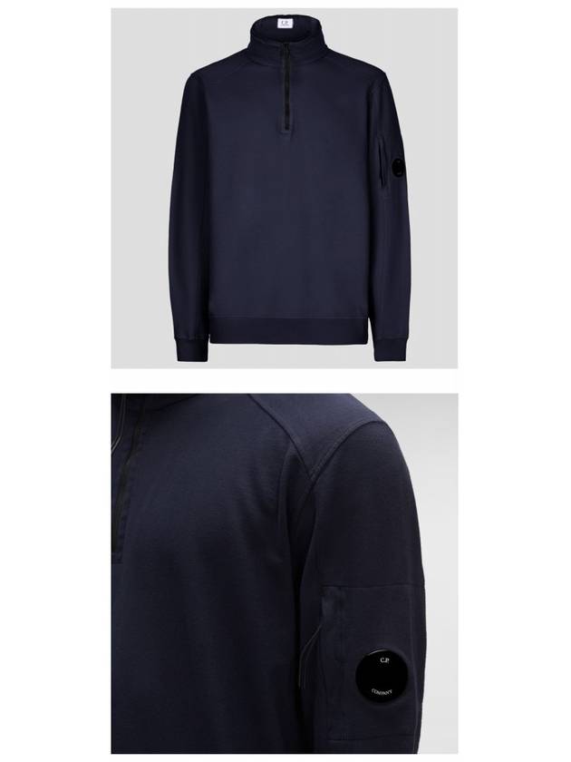 Lens Wappen Fleece Half Zip Up Sweatshirt Navy - CP COMPANY - BALAAN 5