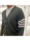 Men's Sustainable Classic Diagonal Wool Cardigan Dark Green - THOM BROWNE - BALAAN 2