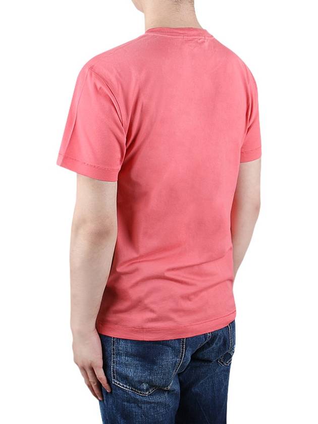 Logo Patch Cotton Short Sleeve T-Shirt Pink - STONE ISLAND - BALAAN 5