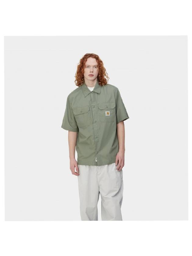 Logo Patch Cotton Blend Short Sleeve Shirt Park Green - CARHARTT WIP - BALAAN 4