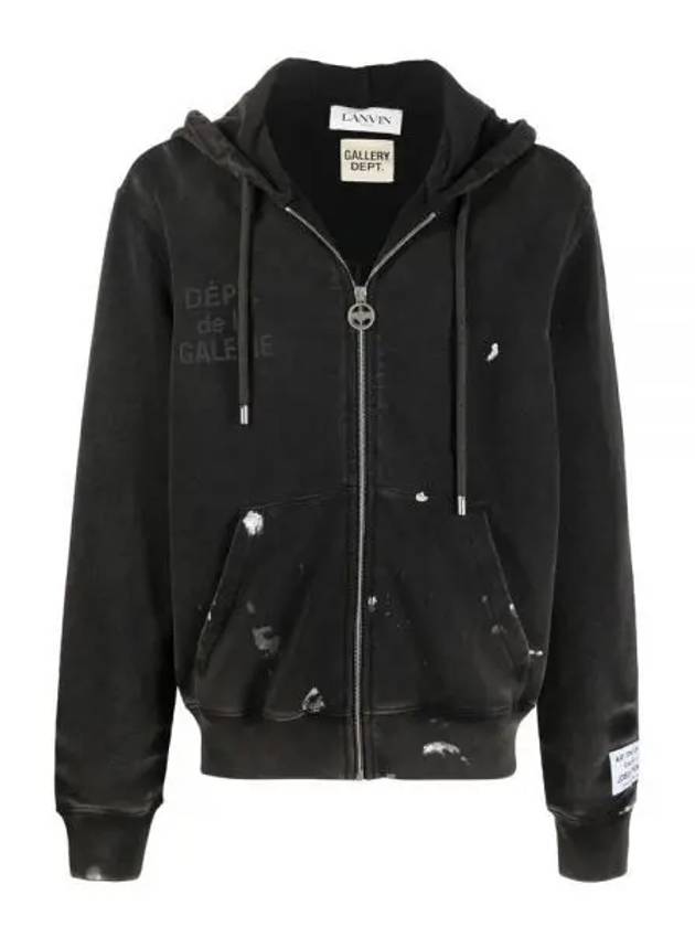 Gallery Department Logo Embroidery Painting Hooded Zip Up Washed Black Men s Jacket 236714 - LANVIN - BALAAN 1