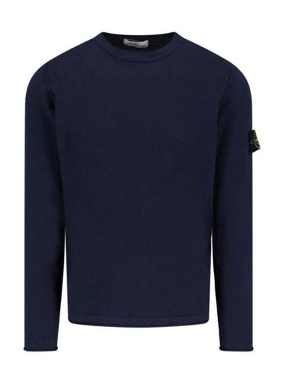 Compass Badge Ribbed Cotton Knit Top Navy - STONE ISLAND - BALAAN 2