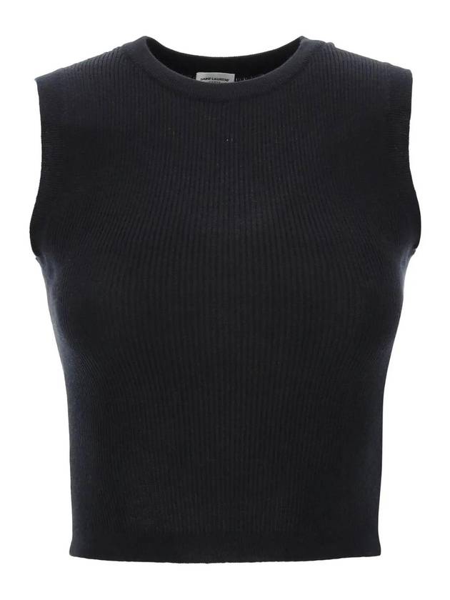 Rib Knit Sleeveless Black - SAINT LAURENT - BALAAN 1