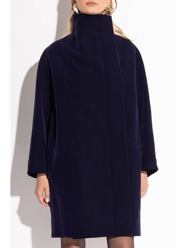 Alaïa Coat With Stand-up Collar, Women's, Navy Blue - ALAIA - BALAAN 3