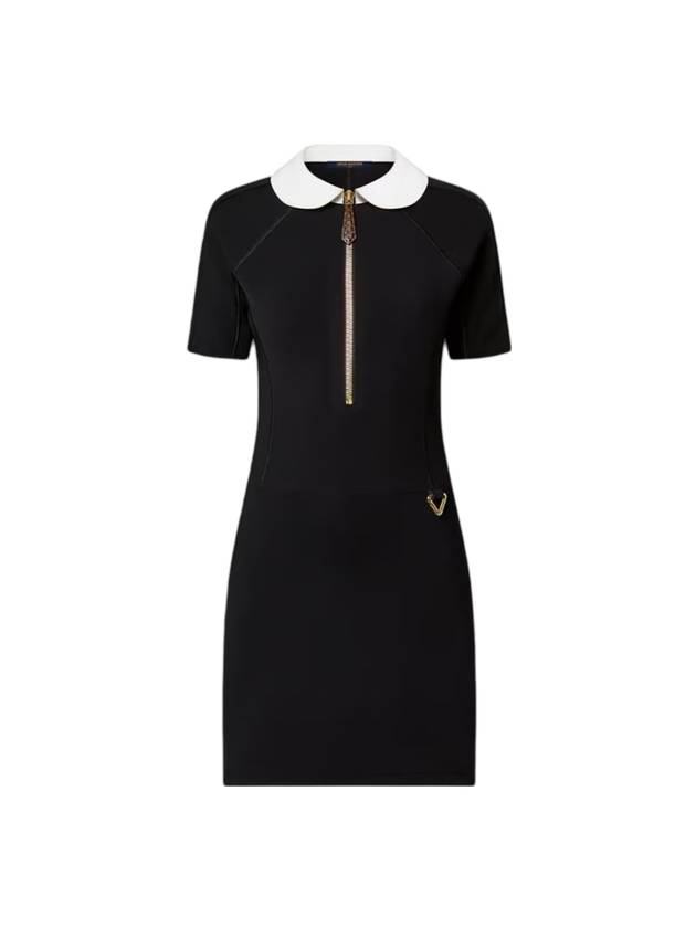 Technical Jersey Peter Pan Collar Midi Dress Black - LOUIS VUITTON - BALAAN 1