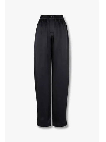 Back Mesh Logo Patch Silk Pants Black - ALEXANDER WANG - BALAAN 1