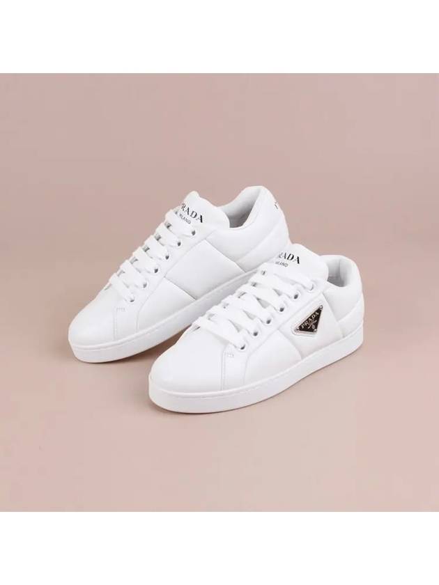 Logo Quilted Nappa Leather Low Top Sneakers White - PRADA - BALAAN 3