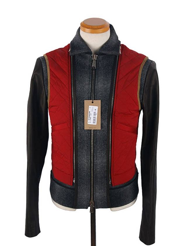 Leather Sleeve Woolen Quilted Vest - DSQUARED2 - BALAAN 4