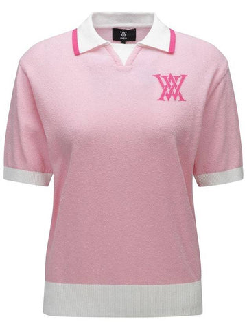 WOMEN CHEST BIG LOGO COLLAR SHORT SWEATERLP - ANEWGOLF - BALAAN 1