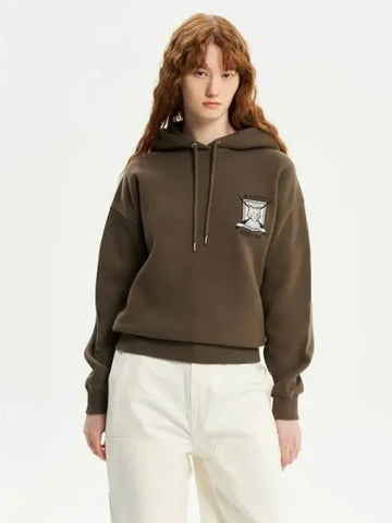 Women s College Fox Embroidery Comfort Hooded Sweatshirt Hoodie Khaki Domestic Product - MAISON KITSUNE - BALAAN 1