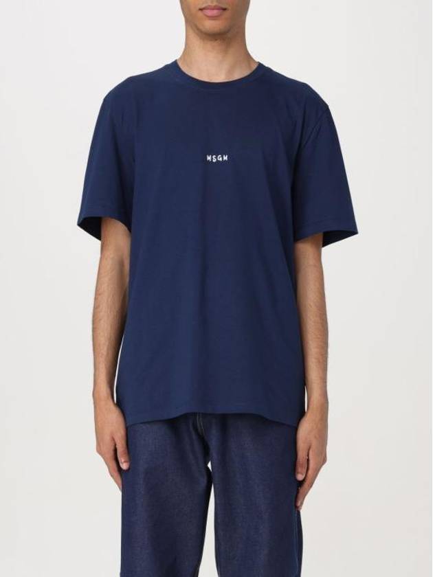 Micro Brushed Logo Print Short Sleeve T-Shirt Navy - MSGM - BALAAN 2