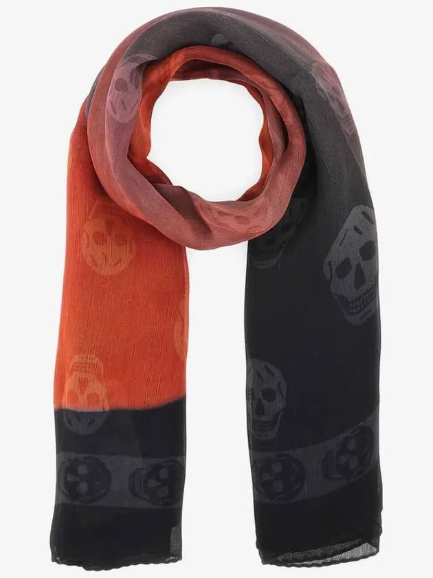 Skull Logo Silk Muffler Black Red - ALEXANDER MCQUEEN - BALAAN.