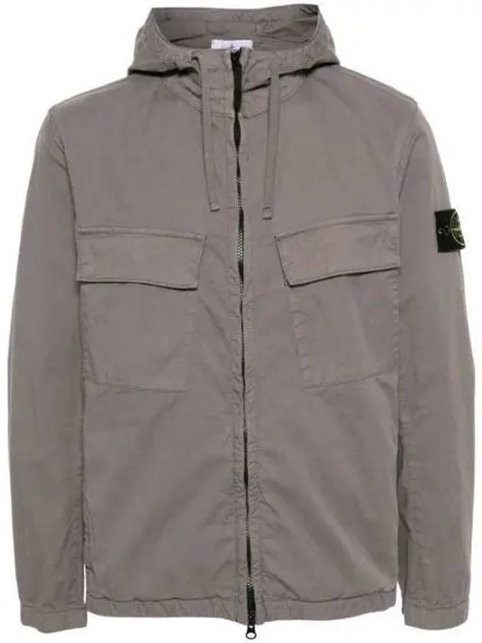 Cotton Twill Stretch Hooded Jacket Dove Grey - STONE ISLAND - BALAAN 2