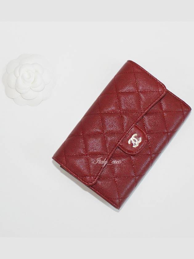 Classic flap medium wallet caviar dark red champagne gold AP0232 - CHANEL - BALAAN 3