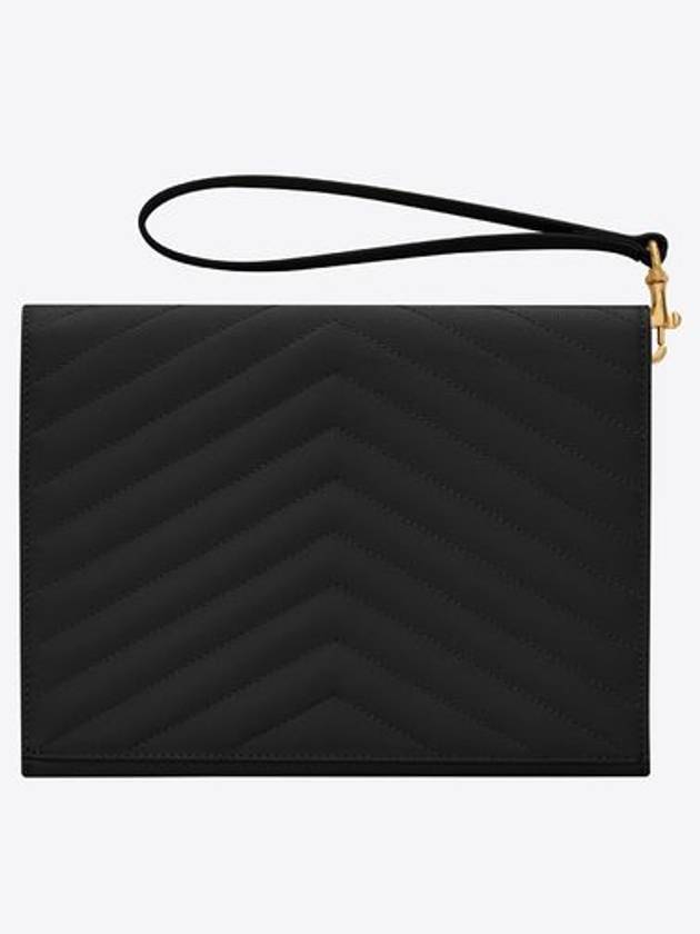 Grain De Poudre Cassandre Clutch Bag Black - SAINT LAURENT - BALAAN 3