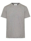 Embroidered Logo Cotton Short Sleeve T-Shirt Grey - AMI - BALAAN 2