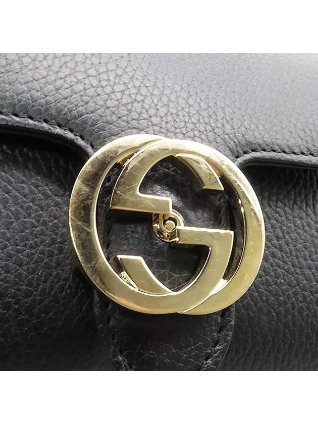 607720 Black leather gold plated interlocking small chain cross bag - GUCCI - BALAAN 3