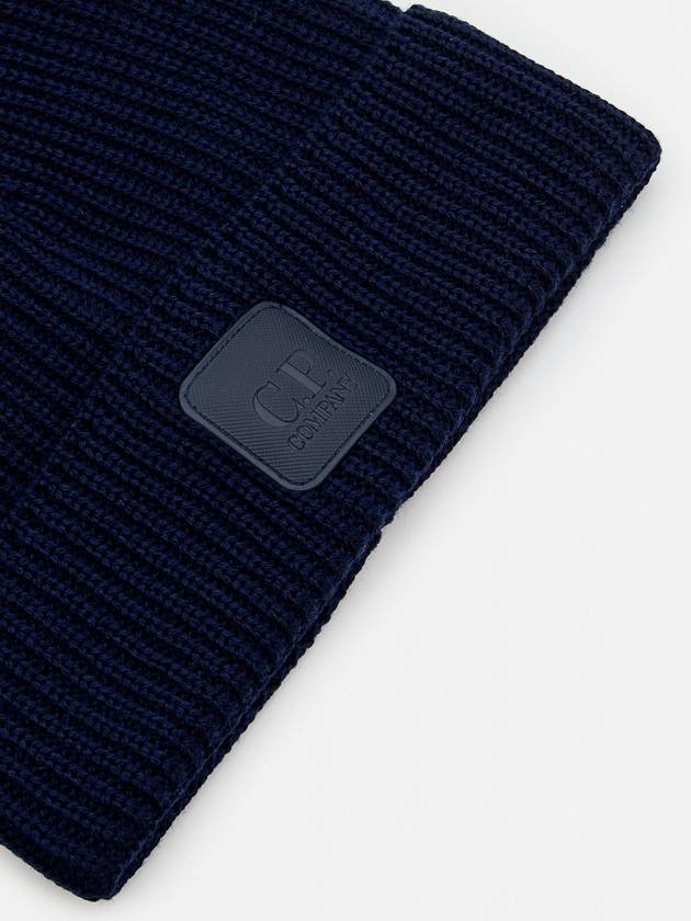 Extra Fine Merino Wool Logo Beanie Navy - CP COMPANY - BALAAN 3