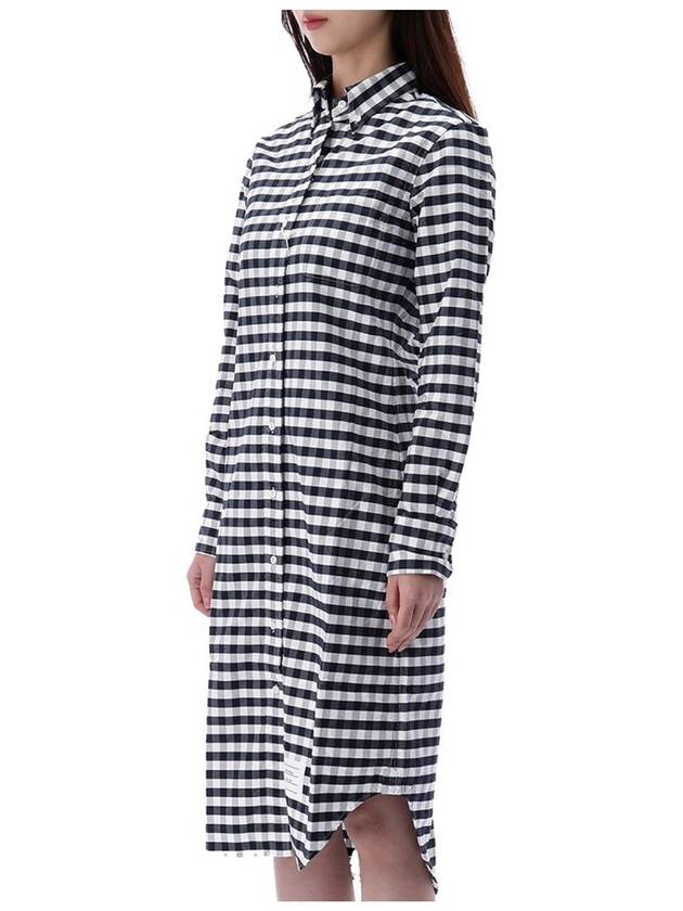 Gingham Oxford Check Shirt Midi Dress Navy - THOM BROWNE - BALAAN 4