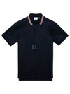 Icon Stripe Collar Cotton Polo Shirt Navy - BURBERRY - BALAAN 2