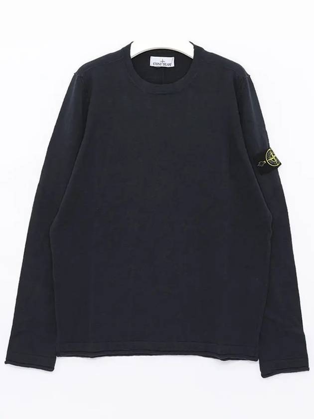 Compass Badge Ribbed Cotton Knit Top Navy - STONE ISLAND - BALAAN 2