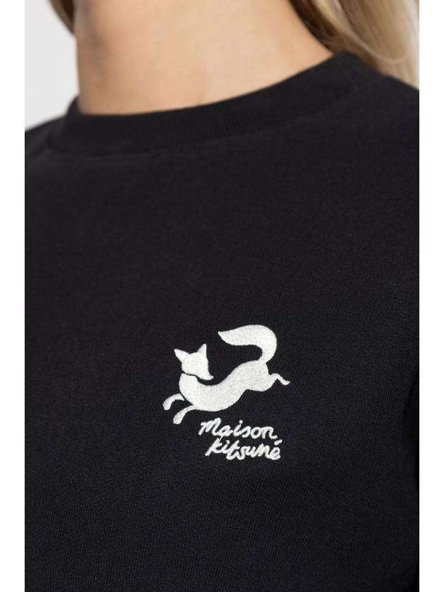 Maison Kitsuné Sweatshirt With Embroidered Logo, Women's, Black - MAISON KITSUNE - BALAAN 5