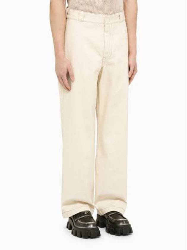 23SS Men's Cotton Casual Straight Pants GEP34412CD Beige BPG - PRADA - BALAAN 4